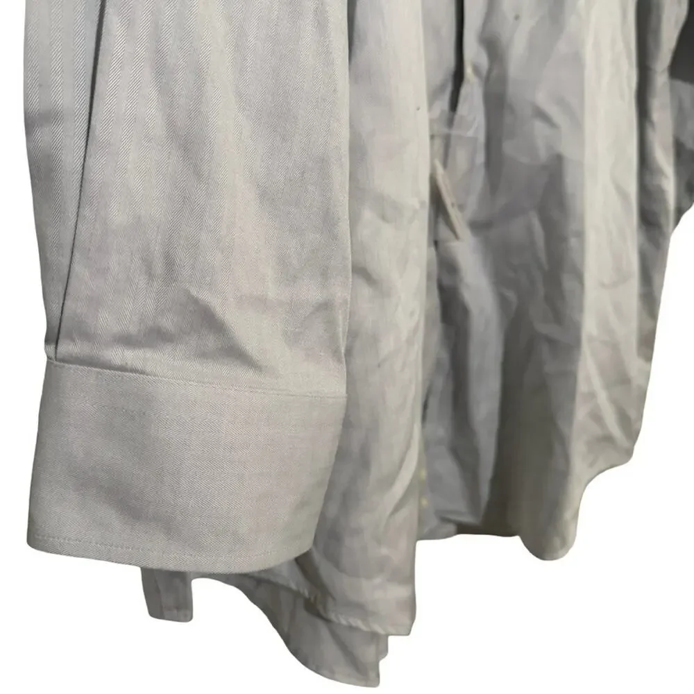 Joseph Abboud No Wrinkle Gray Herringbone Egyptian Cotton Dress Shirt 19 34/35